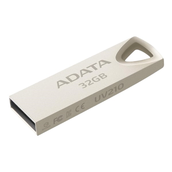 32GB USB memory, USB 2.0, metallic finish, gold