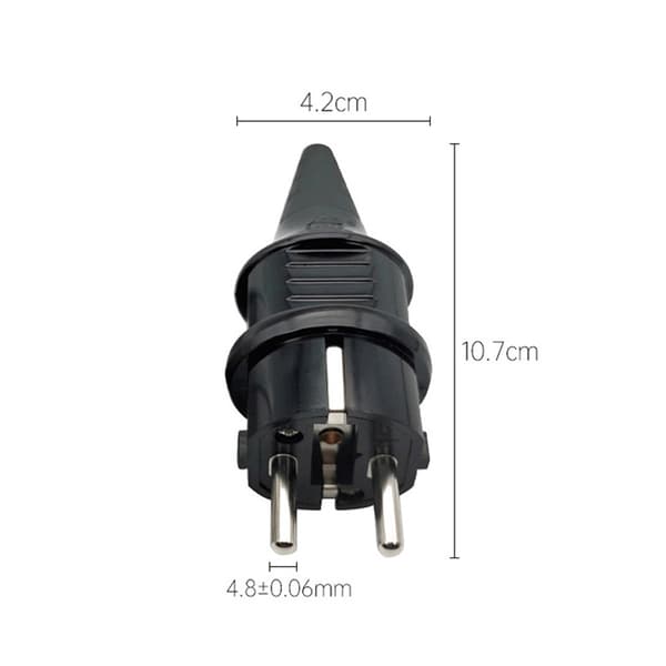 Europeisk Reseadapter - Jordad, Inget Hål Black Black