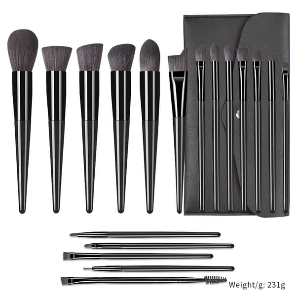 18-delt professionel makeup børstesæt med sort børstepose Black Black