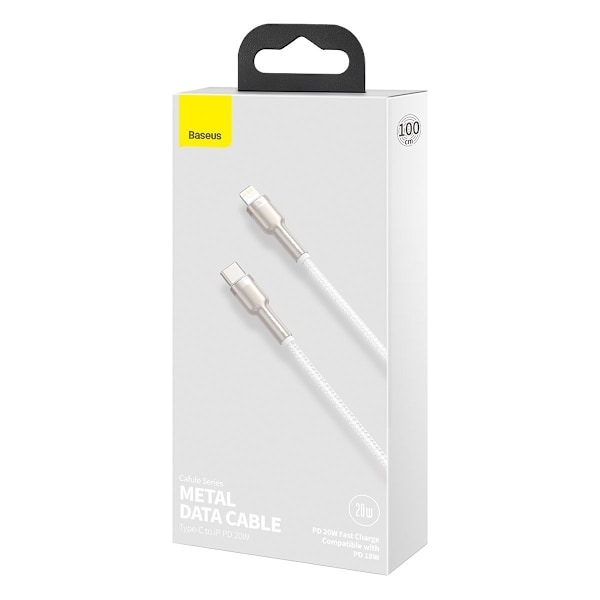 USB-C-kabel för Lightning Baseus Cafule, PD, 20W, 1m (vit)