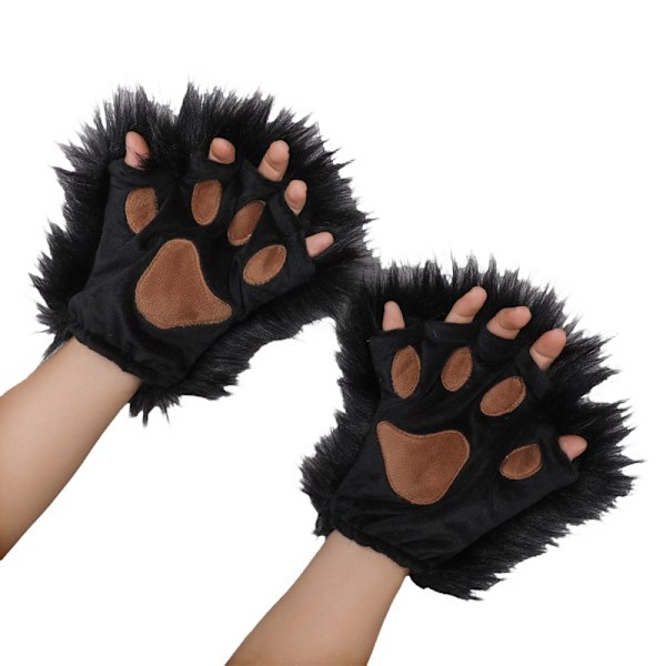 Söta fingervantar med kattassdesign Svart