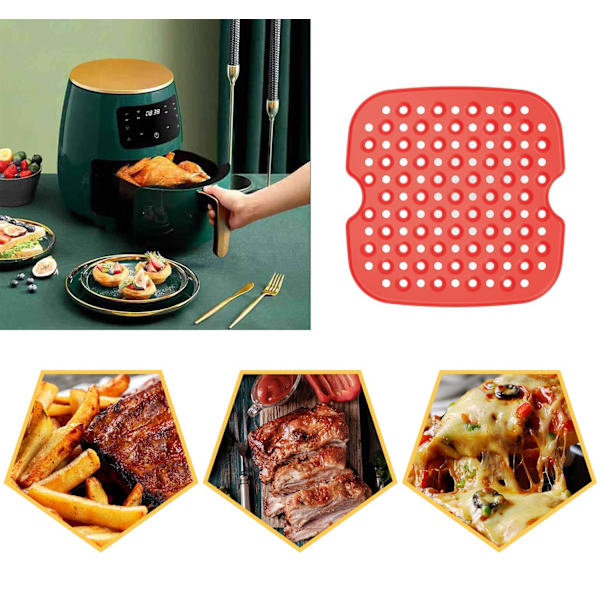 Air Fryer Matta i Silikon Röd 19 cm