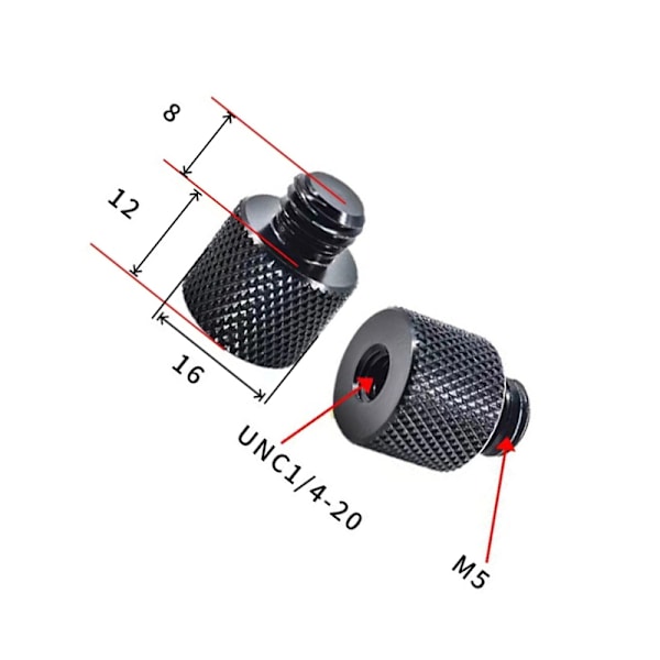 Stativ gevindadapter M12 til 1/4" han - 5-pak M5