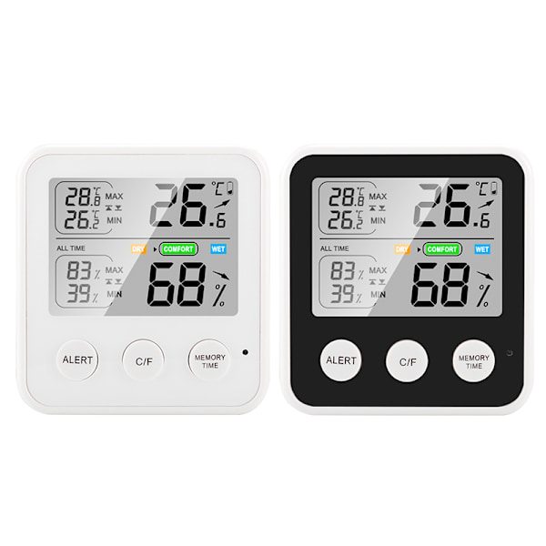 Digital inomhustermometer Hygrometer med komfortindikator - Svart TS-9909-B