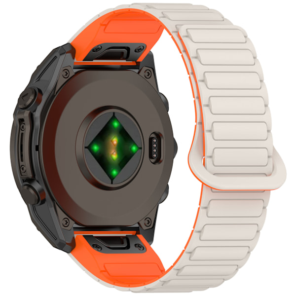 Garmin Fenix 5/6/7/8 magnetisk urrem med hurtig udløsning Hvid+orange 20 mm