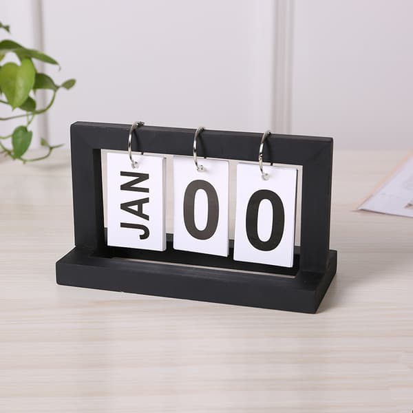 Minimalistisk träkalender i evighet Black Black