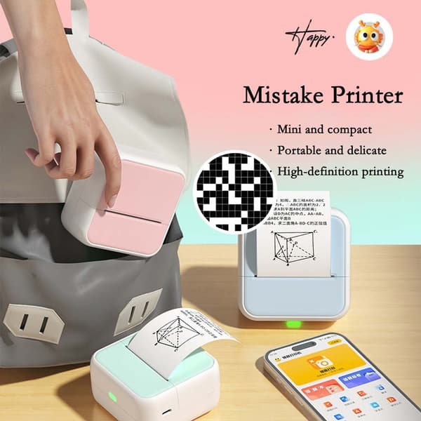 58mm Bluetooth Termisk Printer - Bærbar og Blækfri Label Maker til iOS og Android Blue Blue
