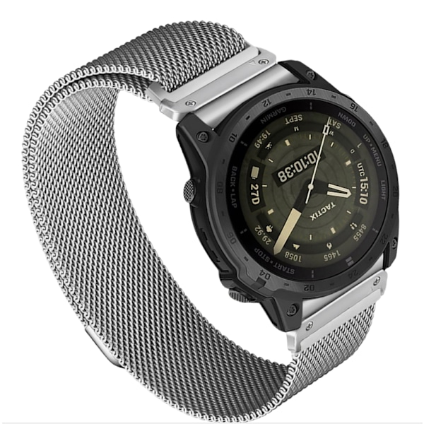 Snabbkoppling Milanese Metal Watch Strap för Garmin Fenix 7X Pro/Fenix 58 Silver 22 mm
