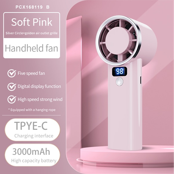 Mintgrön Handhållen Fläkt: Portabel Kylning med Lång Batteritid Rosa