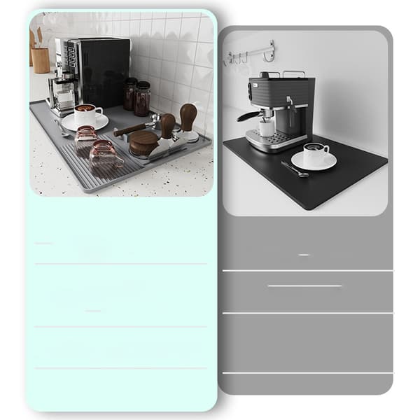 2-i-1 kaffe tampermåtte & tørremåtte - 15,75x23,6 tommer Black Black