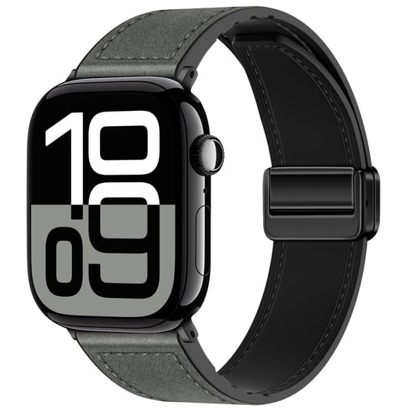 Ægte læder magnetisk Apple Watch-rem Grey S Grey S