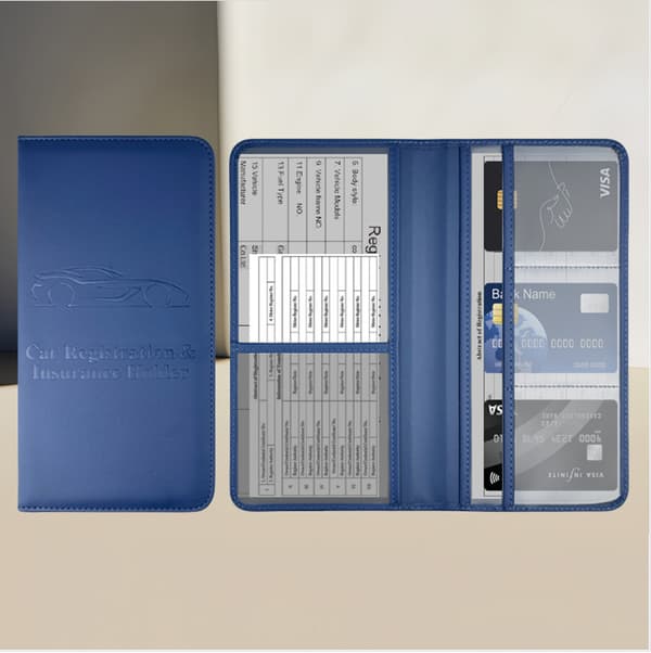 Elegant PU Læder Bil Kørekort Holder Blue Blue