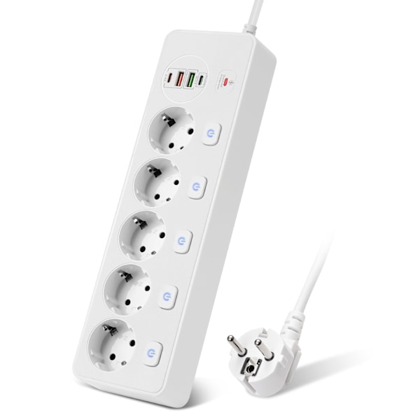 BKL-505 EU Hurtigopladning Power Strip Hvid