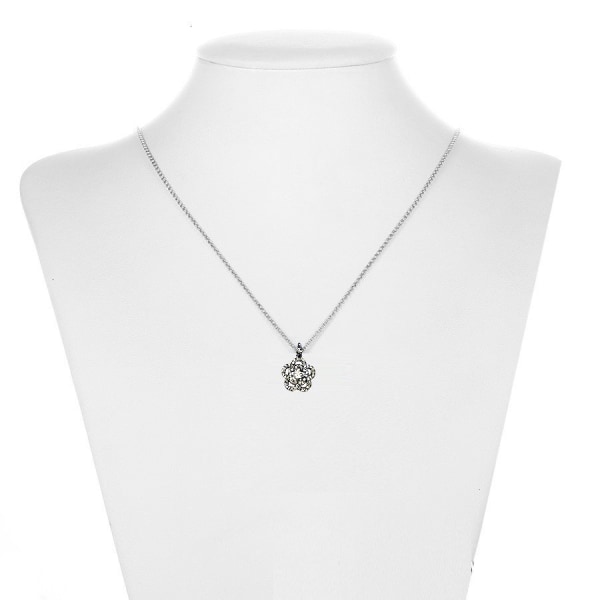 Halsband med hänge med syntetiska diamanter - blomma - silver