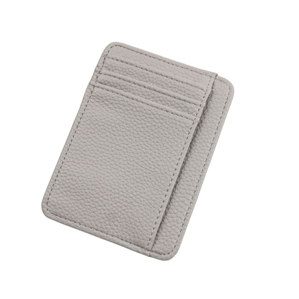 Litchi Pattern PU-läderkorthållare Smal plånbok med zip-kreditko Grå