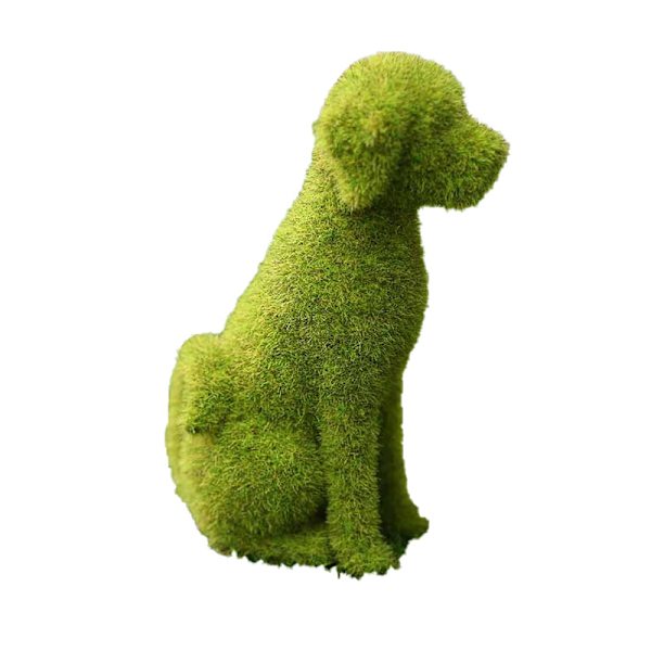 Simulering Flocking Ornament Figurine - Dekorativ Have Statue Siddende hvalp