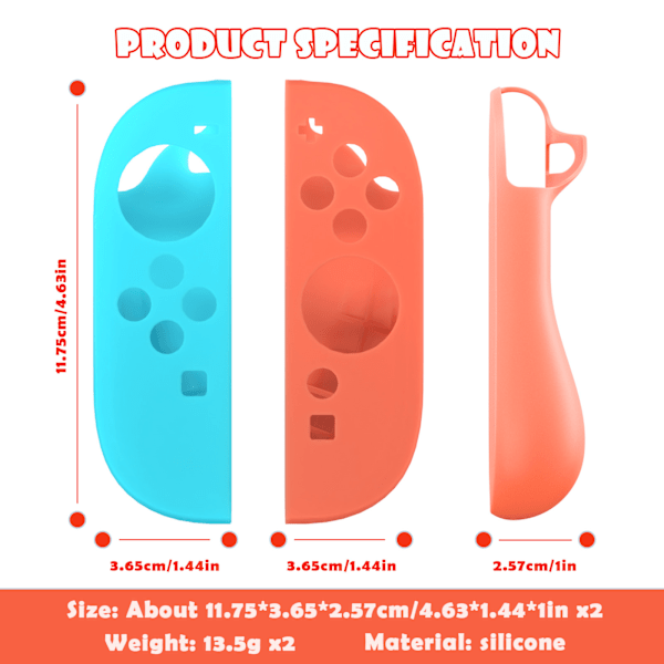 Skyddande silikongrepp för Nintendo Switch 2-kontroller Blå+orange
