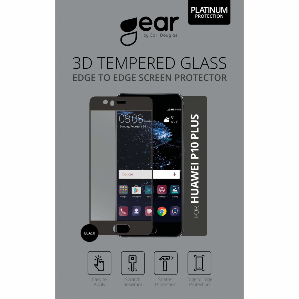 GEAR Härdat Glas 3D Full Cover Svart Huawei P10 Plus