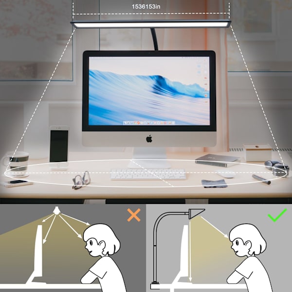 INF LED bordslampa med klämma 5 färglägen 5 ljusstyrkor