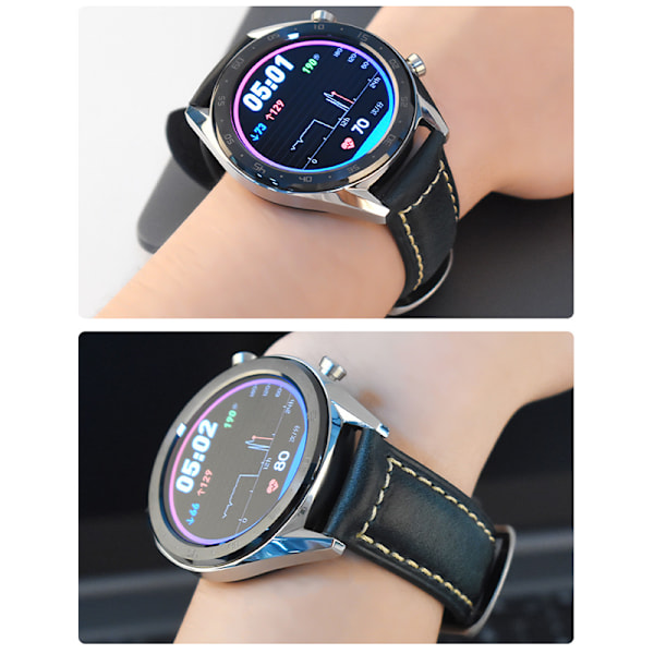 Italienskt läderarmband - Gråsvart 26mm för smartklockor