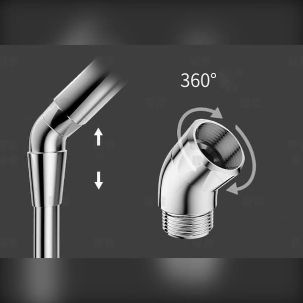 Adjustable Copper Shower Elbow 152mm 135° Rotatable Angle Adapter Silver Finish