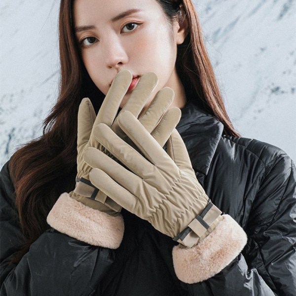 Varma vinterhandskar med touch Kaki S