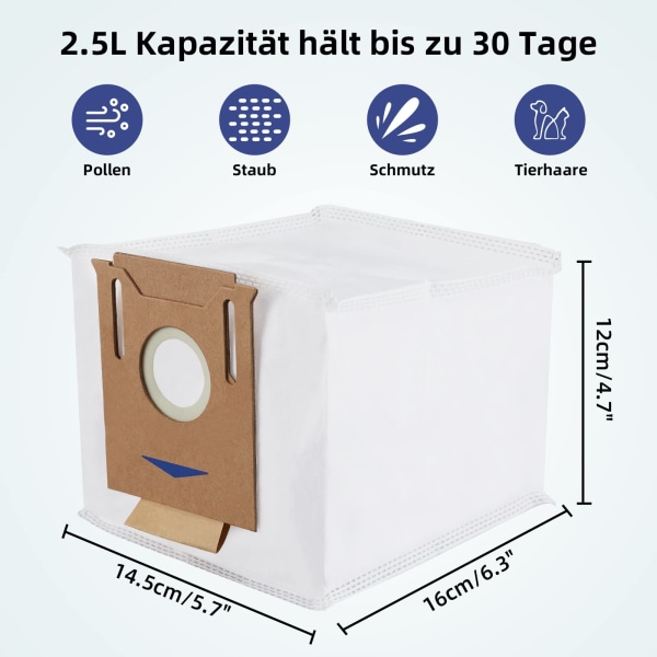 Dammsugarpåsar 8-pack Ecovacs DEEBOT OZMO T8/T8 AIVI/T8 MAX/N8 Pro/N8 Pro Plus, Yeedi Vac/Yeedi Vac MAX