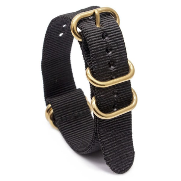 Nylonarmband med ovalt guldspänne Svart