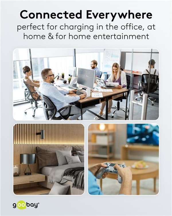 USB-C™-tekstiilikaapeli, 60 W, Power Delivery, 1,5 m, musta;harmaa