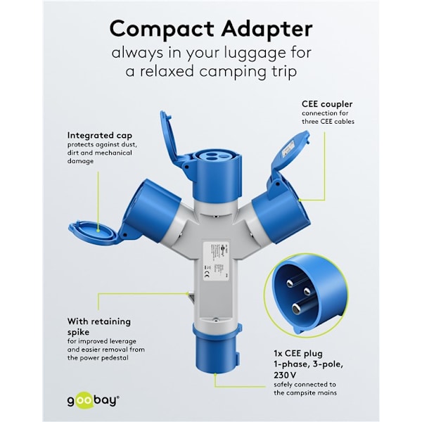 CEE-adapter, CEE-stik til 3x CEE-udtag