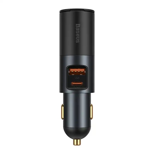 Baseus Share Together Snabbladdning billaddare med expansionsport för cigarettändare, 2x USB, 120W (grå)