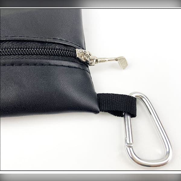2-pak sort PU læder golf tee holder pose med D-ring clip - rummer 60 tees, kompatibel med alle golfmærker