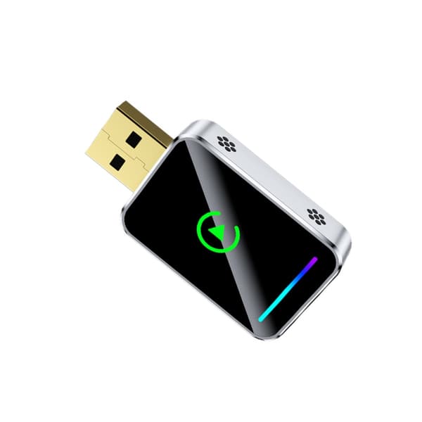 Smart Carplay & Android Auto Trådlös Adapter Box - Metall & Glas Design, för Bekväm Bilanslutning Silver + Black Silver + Black