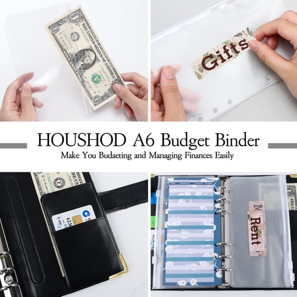 Daisy Black A6 PU Læder Budget Binder med Tilbehør