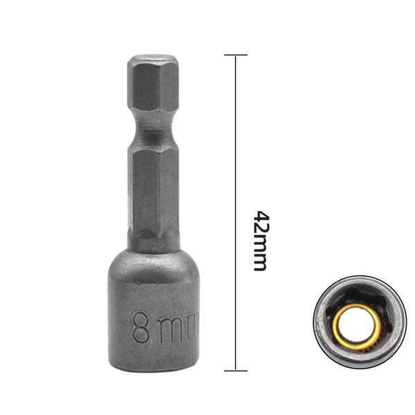 Magnetisk sexkantmutterdragare hylsbitsset (10 st) Silver Silver