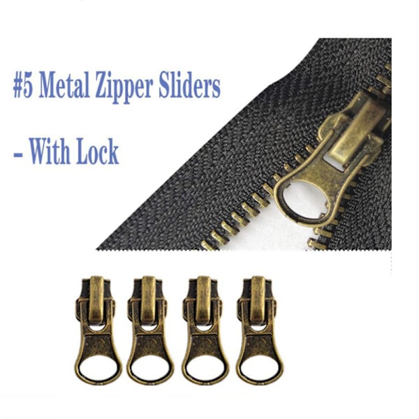 27 st 5# Dragkedjereparationssats, Blandade Färger Metall Dragkedjehuvuden