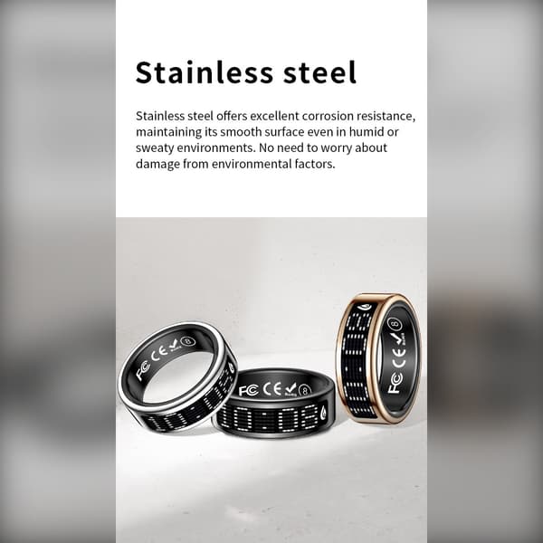 Smart Ring med Display och Laddningsfodral - Spåra Träning & Hälsa Silver 13 Silver 13