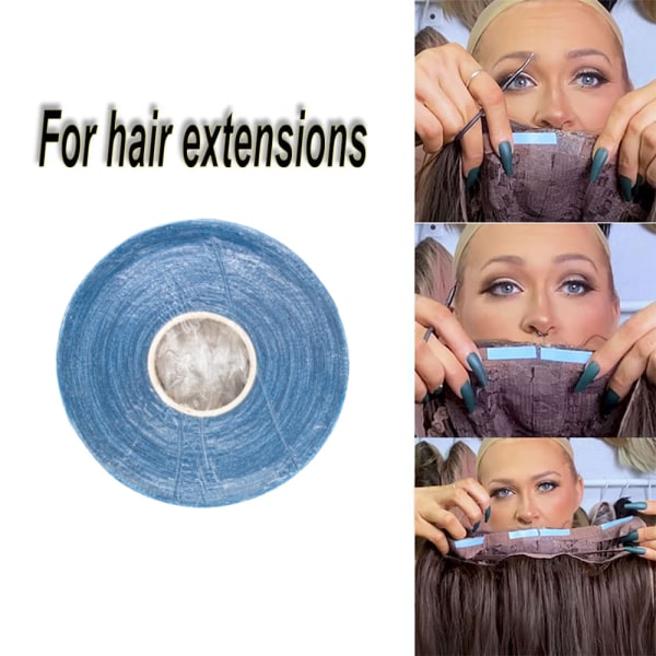 Dobbeltklæbende tape til hair extensions/parykker 1 rulle 2 cm 2 cm