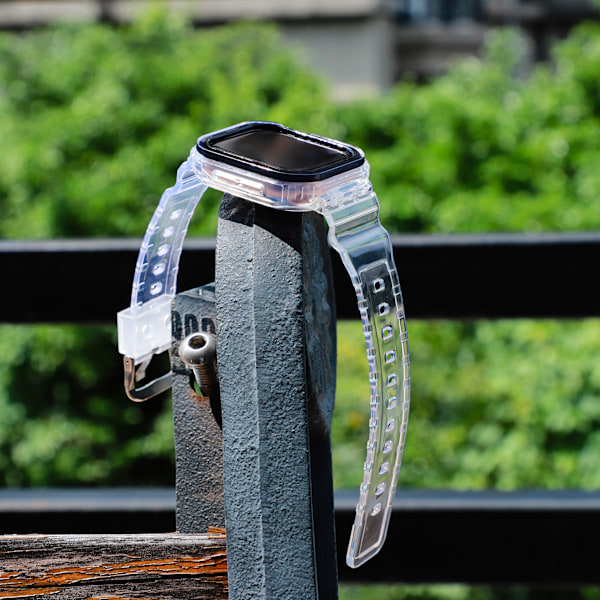 Holdbart TPU-armbånd til Apple Watch 10: Gennemsigtigt med sort stel, 42 mm Sort