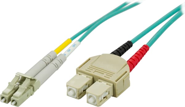 OM3 Fiber cable, LC - SC, duplex, UPC, 50/125, 10m, blue