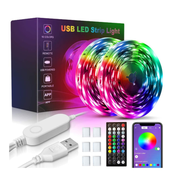 LED-ljuslist 7 färger med Bluetooth appkontroll Svart 4 m