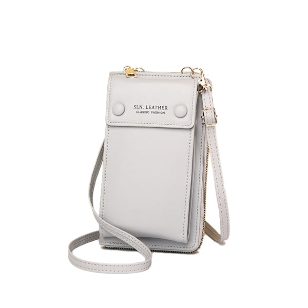Snygg PU-läder Crossbody-telefonväska Grå