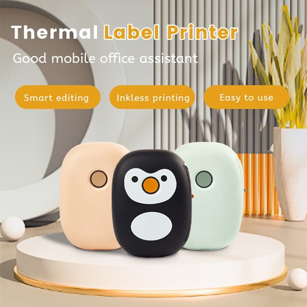 Mini Hvid Termisk Etiketprinter - Bærbar Bluetooth Etiketmaskine til iOS & Android