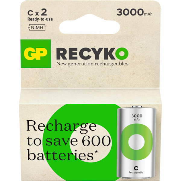 Batteri Recyko NiMH C HR14 3000mAh 2-Pack