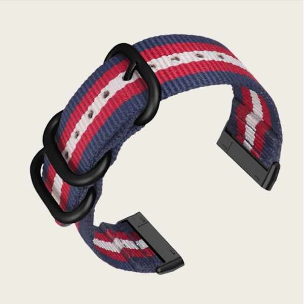Nylon Canvas Armband för Fitbit Versa 3/Sense Blå+röd+svart