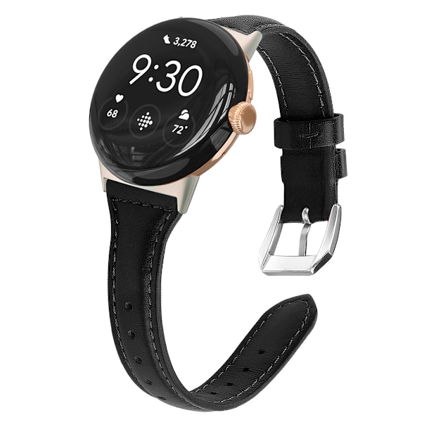 Rem i ægte læder til Google Pixel Watch 3 45 mm Sort