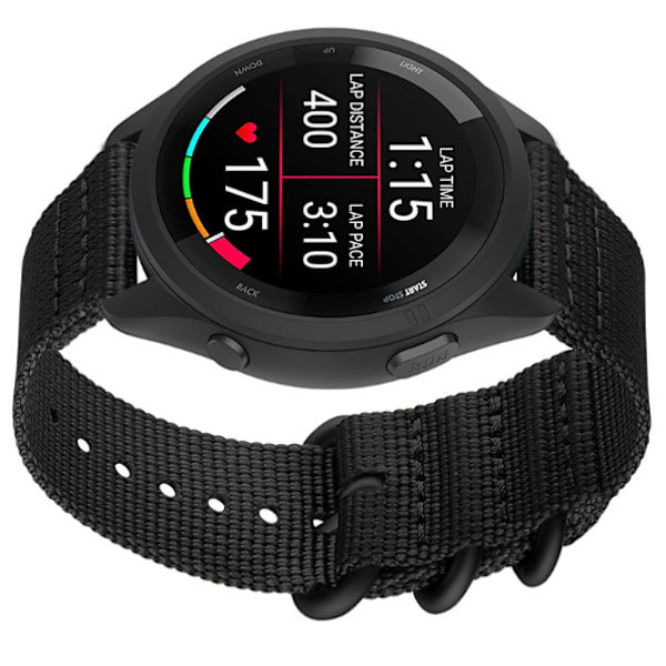 Klockarmband i Nylon för Garmin Forerunner 965/955/945/935/255/265 Svart 20 mm