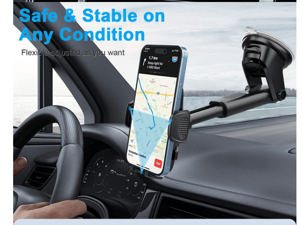 Mobilholder til instrumentbræt og luftventil Black Black