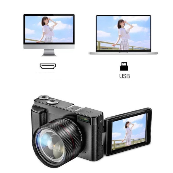 INF Digitalkamera med 24 MP, HD 1080p og 16x Zoom Sort