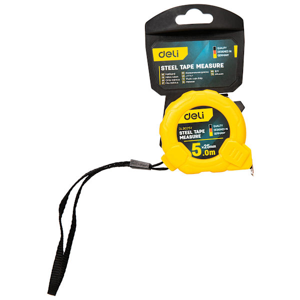 Stålmåttband 5m/25mm Deli Tools EDL9025Y (gul)